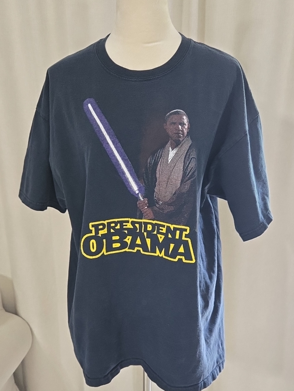 Gildan Blk Short-Sleeve Graphic T-Shirt President Obama Starwars Jedi Size Xl